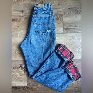 Vintage LL Bean Plaid Lined High Rise Waist Mom Jeans Medium Wash Size 26